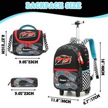 Girls' Rolling Backpack With Wheels, Suitable For Elementary School Students, Includes Lunch Box And Pencil Case, Fits Ages 6-8