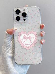 1pc Heart, Bow & Flower Pattern Transparent Soft TPU Protective Phone Case, Anti-Scratch, Anti-Fingerprint, Precise Camera Cutout, Compatible With Samsung, Apple, Nothing, Pixel, INFINIX, Redmi - Clear - View 4