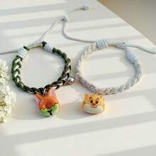 2pcs/1pc Disney Zootopia Cartoon Character Braided Bracelet Set, Cartoon Couple Bracelet, Niche Design Magnetic Bracelet, Suitable As Valentine's Day Gift, Birthday Gift, Party Gift, Christmas Gift, Fan Gift - Multicolor - View 5