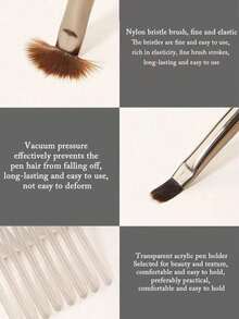 9pcs Japanese Gray Series Nail Art Pen Set, Includes: Nail Brush, Lining Pen, Double-Ended Pen, Structuring Pen, UV Gel Paint Pen, Gradient Pen, Suitable For Nail Salons And Home Use - Light Grey - View 3