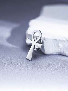 1pc Vintage Stainless Steel Gold-Plated Ankh Symbol Lapel Pin, Men's Formal Wear, Streetwear, Suit Accessory, Jewelry - Cross Brooch - View 8