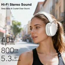 SUNJOM Bluetooth Headphones Over Ear Headphones Built-In Mic,Wireless Headset With Hi-Fi Deep Bass Foldable Lightweight 28H Playtime Headset For IOS Or Android For Sports,Home,Office - 銀色 - 查看 2