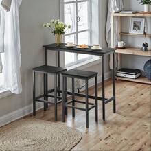 Bar Table And Chairs Set, Dining Table Set, Bar Kitchen Table With Stools Set Of 2, Steel - Black - View 2