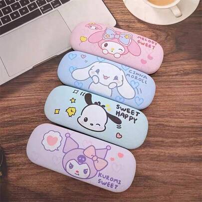 1pc Multi Style Cute Cartoon Glasses Case, Glasses Storage Protection, Portable Box, Colorful Cartoon Printing, Soft Material, Daily Travel, Learning, Glasses Storage.New Year's Gift, Valentine's Day Gift, Easter Gift.