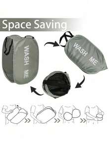 网状洗衣篮，可折叠弹出式洗衣篮，带提手，大侧袋，适用于儿童房、宿舍、房车、邮轮，灰色衣柜收纳袋，卧室/宿舍必备衣物收纳袋，大学宿舍收纳整理袋，收纳袋，收纳盒，洗衣袋，洗衣机袋，用于洗衣、浴室、旅行，可存放脏衣服和干净衣服，可存放胸罩等。 - 彩色 - 查看 5