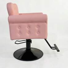 Silla de peluquería con silla de peinado para barberos, altura ajustable con bomba hidráulica, giratoria 360 grados con bloqueo, espuma de alta densidad y cuero PU para belleza, peso máximo de carga 330 libras - Rosa - Ver 2
