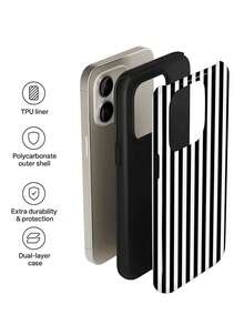 1件装简约艺术彩色条纹图案亮面二合一硬壳手机壳，兼容三星/11/12/13/14/15/16/17 Pro Max，国际版，非国内版 - 彩色 - 查看 5