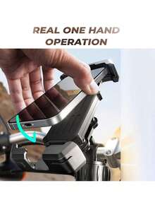 30秒免工具安装摩托车手机支架 - 专业防震车把夹，适用于4至17.78厘米的手机，360度兼容，适用于探险和旅行摩托车，不含电池