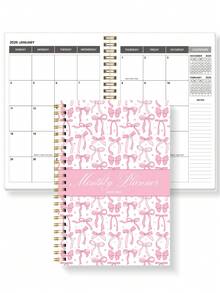 Trees A5 Spiral Monthly Planner 2026.1-2026.12 – 2026 Full-Year Calendar Book With Notes, To-Do Lists & Monthly Overview Pages – Great For Office, School & Home,Office Desk Accessories,Perfect Gifts For Women - Pink - View 6