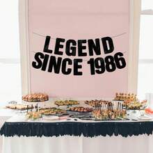 1套黑色亮片 Legend Born In 2010/2008/1996/1986 生日派對 DIY 字母橫幅，亮片數字 16th/18th/30th/40th 週年派對裝飾，Vintage Legend Since Year 男士復古里程碑生日派對橫幅標誌花環 - 彩色 - 查看 4