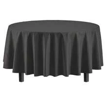Fexquisitess Party Solids 12-Pack Premium Plastic Tablecloth 84in. Round Table Cover - Black - Black - 查看 1