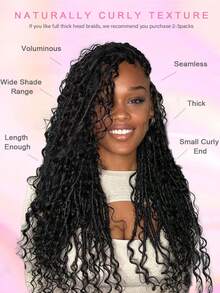 100g 2 Bundles/Pack Curly Boho Hair For Braiding Knotless 12A Deep Wave Bulk Wet And Wavy Braiding Hair Curly Virgin No Weft Extensions Natural Black Color Human Hair For Boho Braids Human Unprocessed Curly Bulk Bohemian Hair Extensions Natural Color No Weft - Natural Black - 查看 3