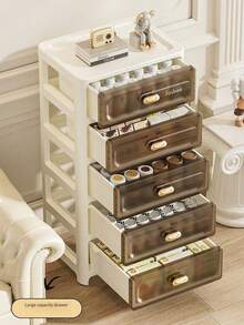 3/4/5 طبقات لوحات شفافة متعددة الوظائف أدراج تخزين - خزانة تخزين قابلة للطي ذات باب واحد - رف تخزين أدراج بلاستيكي، رف تخزين مدخر للمساحة للوجبات الخفيفة والمشروبات والكتب والملابس، مناسب للمطبخ وغرفة المعيشة والدراسة والحمام وغيرها - متعدد الألوان - مشاهدة 6