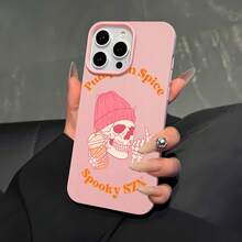 Funda de teléfono con efecto espejo de esqueleto de calabaza y especias. Perfecta para el Día de los Muertos y compatible con  17,  16 Pro Max,  15 Pro Max,  13 y  12. Fabricada en TPU resistente para una gran protección contra golpes y caídas. Un regalo divertido y original para familiares, amigos, Halloween o cualquier ocasión festiva como cumpleaños y Navidad. Ideal para quienes aman la combinación de estilo y un toque de terror. - Rosa - Ver 4