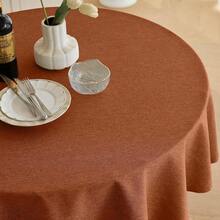Waterproof Round Tablecloth For Round Dining Table, Decorative Rustic Soft Table Cloths Cover Farmhouse Indoor Outdoor Use For Holiday,Wedding,Kitchen, 70 Inch,Round (4-6 Seats),Burnt Orange,BurntOrange70inchRound - 焦橙色70吋圓形 - 查看 3