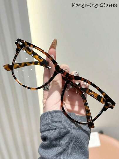 1 Piece Women's Vintage Round Blue Light Glasses With Leopard Print,Made Of PC Material, Light,Y2K Style, Mobile Phone Accessories,Blue Light Glasses Women,Fake Glasses,Clear Glasses,Glasses Women,Easy Comfort,Season Picks,Halloween Edit,Suitable For Daily Office Commuting,Back-To-School Season,Gaming,Looks Of Party,Campus Study.