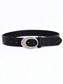 1pc Women's Retro Western Boho Style Metal Carved Buckle PU Leather Belt, Suitable For Jeans, Casual Pants, Skirts, Daily Wear - Multicolor - View 4