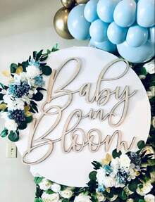 Floral Wooden Sign For Baby Shower, Gender Reveal Party Backdrop, Photo Prop - 17x14in - Rustic - 查看 7