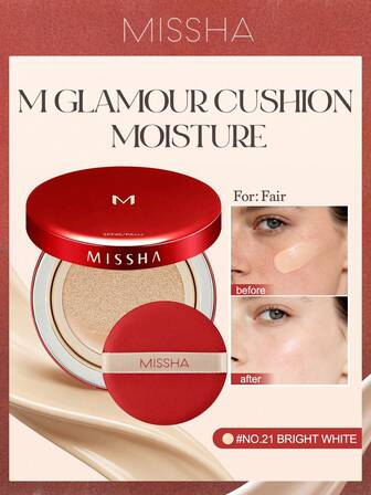  MISSHA Cushion Foundation SPF45 PA+++, Hydrating & Long-Lasting, Korean Cushion Makeup For Natural Glow & Moisturized Skin