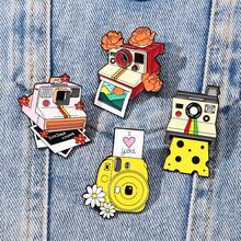 4件套 拍立得相机珐琅胸针 时尚装饰胸针 衣领别针 包包徽章 珠宝礼品 - 彩色 - 查看 1