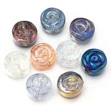 20pcs/Pack 10mm Glass Rose Round Beads, Electroplated Rose Beads For Jewelry Making DIY Bracelet Necklace, Valentine's Day Rose Beads