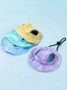 1pc Cute Pet Sun Hat Suitable For Cats And Small Dogs, Summer Kitten Sun Protection Hat With Ear Holes, Adjustable Chin Strap, Suitable For British Shorthair Silver Tabby, Outdoor Baseball Cap Suitable For Puppies And Kittens, Breathable Cool Hat To Relieve Heat, Cute Cat Headwear Photography Prop, Pet Owner Gift - Purple - View 3