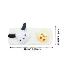 Miniso 3D 波恰可吸水发圈（加厚款）：超柔软蓬松的毛绒材质，双角色设计（波恰可+小鸭），高吸水性面料，弹性发圈，适用于护肤、化妆、洗脸和日常居家使用，舒适耐用的发饰（1个） - 白色 - 查看 8