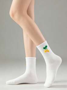1 Pair Women's Casual Cute Cherry Pendant Mid-Calf Socks - Multicolor - View 12