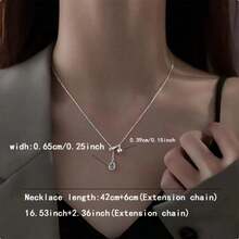 Water Drop Pendant Necklace, Sea Blue Synthetic , Elegant And Sexy, Celestial Symbol, April Birthstone, Suitable For All Year Round, Suitable For Daily Wear And Gifting, Valentine's Day Gift - 戒指+項鍊 - 查看 5