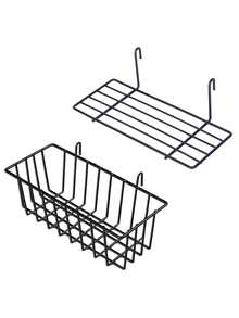 1pc 18*14inch Wall Grid, Iron Wire Mesh Photo Frame, Wall Mounted Organizer Rack, For Room, Dorm, Office Display Board, Back To School Event, Black - Black - View 3