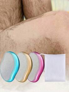 1个男女通用可重复使用水晶脱毛器，无痛去角质脱毛工具，女士无痛物理水晶脱毛器，玻璃脱毛器，四季通用男女水晶脱毛器，无痛脱毛器，便携式温和脱毛器，温和去角质，神奇脱毛工具