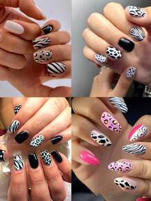 Leopard Print Nail Transfer Stickers, Sexy Retro Nail Stickers With Flower, Heart, And Star Patterns, Holographic Nail Art Paper Transfer Foil Nail Stickers.