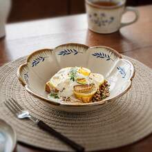 1 Stück wunderschöne blumenförmige 23 cm chinesische Keramikschüssel, große Servierschüssel für Restaurant, Salatschüssel, Obstschüssel - Verschiedenfarbig - Übersicht 8