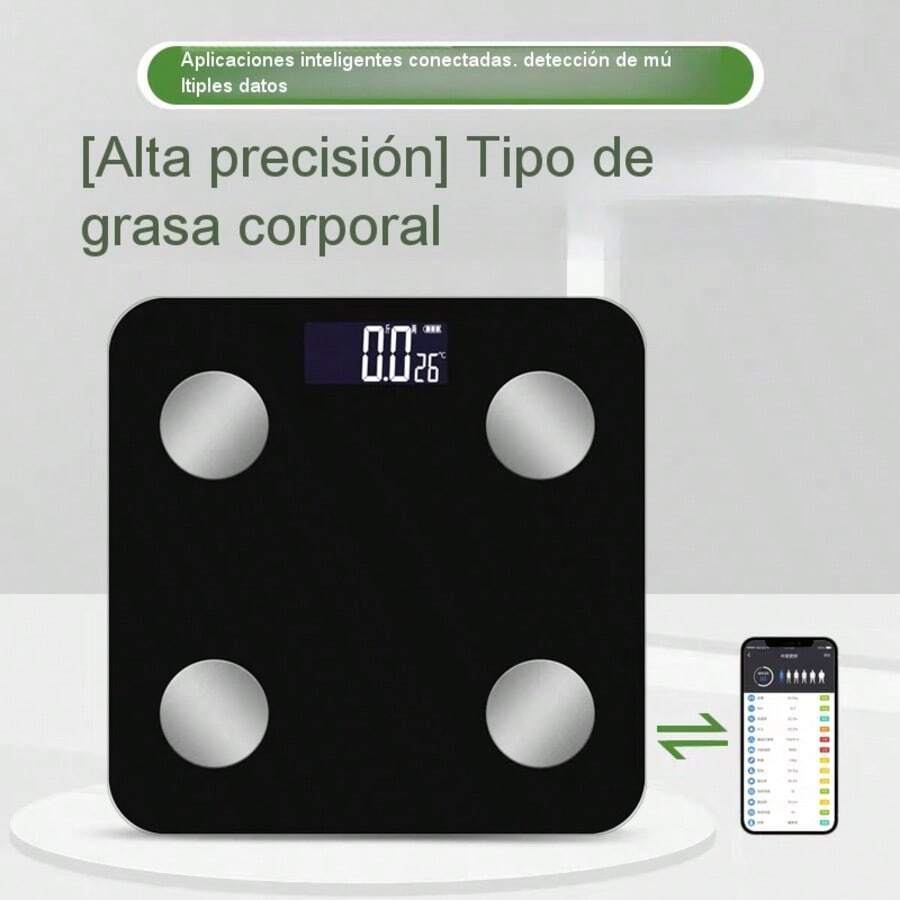 Interconexión de aplicaciones, detección de datos múltiples, báscula doméstica inteligente y precisa - Negro (puntos) - Ver 1