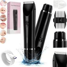 2025 Womens Shaver Dual-Head Bikini Trimmer For Women 2-In-1 Women's Body Shaver USB Charge Waterproof Painless Electric Razors For Silk Skin (Pink/Purple/Black/Blue) - màu đen - Xem 12