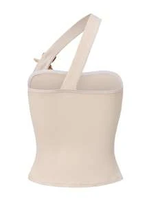 ARA CHIC Women's Apricot Sexy Off-Shoulder Cropped Top, American Street Style, Stylish Design, Slim Fit, Versatile & Practical, High Elasticity, Suitable For Beach Vacation, Spring/Summer New 2026 - Apricot - View 6