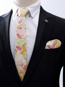 1套男士商務領帶套裝，印花領帶 + 手帕 2件組，百搭，適用正式場合、宴會 - A - 查看 15