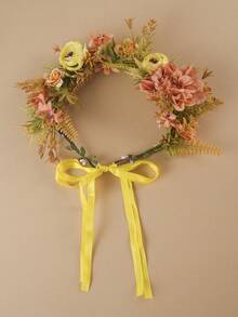 1 pezzo Fascia per capelli regolabile con fiore di girasole, accessorio per capelli con fiori realistici, adatto per uso quotidiano - Arancione Corallo - Visualizzare 5