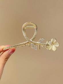 1 Piece Of Golden Alloy Flower Hair Claws, Back Of The Head, Updo, Hair Claw, Claw, Hair Accessory And Headwear For Ladies With A Fashionable And Elegant Style Women Hair Accessories Elegant Claw Clip Fashion Hair Clips - Multicolor - View 2