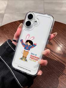 官方授权 Paul Frank 透明太空主题手机壳，全包覆式防震摄像头保护套，饰有可爱兔子字母图案，全新设计，适用于 13/14/15/16/17 Pro Max - 彩色 - 查看 3