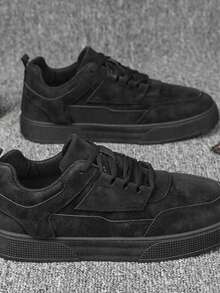 Men's Versatile American Style Casual Sneakers, Black Non-Slip Kitchen Shoes, Autumn/Winter