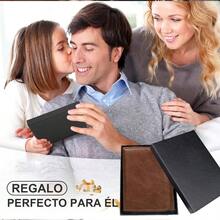 HEKAME Tarjetero de Cuero para Hombre, Carteras para Caballero, Capacidad para 14 Tarjetas, Con Bolsillo de Moneda Billetera, Cartera con ID Window y RFID Bloqueo Antirrobo, Plegable para Hombre Regalo - Cafetería - Ver 4