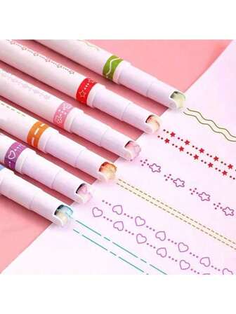 6 piezas Bolígrafos de bola de rodillo con diseño de onda y flor, 6 colores surtidos, bolígrafos de línea DIY para estudiantes, bolígrafos creativos de secado rápido y curva, bolígrafos DIY, bolígrafos de contorno, crayones gruesos, pinturas para niños, rellenos de calcetines navideños, calendario de adviento para niños, juegos para niños, rellenos de calcetines navideños, crackers navideños, cuidado de la piel para niños, colores, bolígrafo multicolor