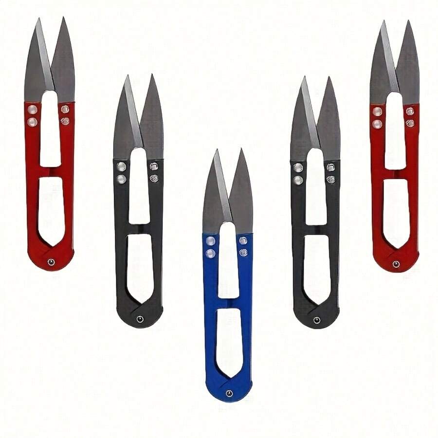 1/5pcs Stainless Steel U-Shaped Small Scissors, Yarn Scissors, Suitable For Cross Stitch Thread Cutting, Thread Ends And Fishing Line Cutting, Embroidery Dedicated Stainless Steel Scissors