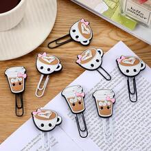 12 Pcs Coffee Cup Shape Paper Clips Funny Cute Paperclips Bookmarks Planner Clips Back To Schoolsss Teacher Appreciation Gift Supplies For Employee Office Supplies Stationery Coffee Lover Gifts - 白色,黑色 - 查看 3