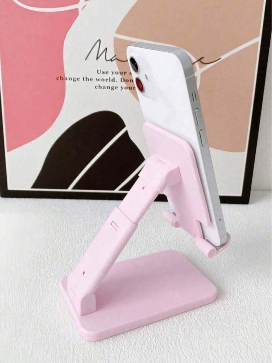 1pc Adjustable & Foldable Phone Holder, Portable Slouchy Desk Stand, Non-Slip Plastic Tablet Stand, No Battery Required Multi-Function Telescopic Folding Live Streaming Desktop Phone Holder, Office & Study Slouchy Tablet Stand - Multicolor - View 1