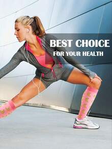 8双卡通水果动物图案压缩袜，男女通用，适合日常休闲、健身、散步、篮球、球拍运动、骑行、徒步旅行，提供运动支撑。尼龙和涤纶混纺针织面料。 - 彩色 - 查看 6