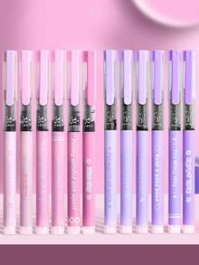 6支装清新高品质简约低调浆果色调中性笔，学生/办公液体墨水圆珠笔，0.5mm黑色墨水笔，速干走珠笔，学生考试用笔，渐变色高美感水性笔，返校季，节日礼物 - 彩色 - 查看 9