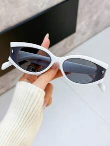 1副男女通用极简椭圆小框Y2K时尚街头风眼镜，休闲时尚 - 彩色 - 查看 7