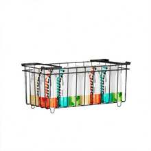 Chest Freezer Baskets, 4/6 Pack Stackable Chest Organisers Baskets With Folding Handles For 198L Sort Frozen Foods, Add Space Easy Access Food From Bottom(Black) - warna: 4 buah - View 6
